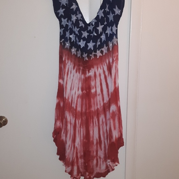 Patriotic sundress with off shoulder sleeves - Picture 8 of 8